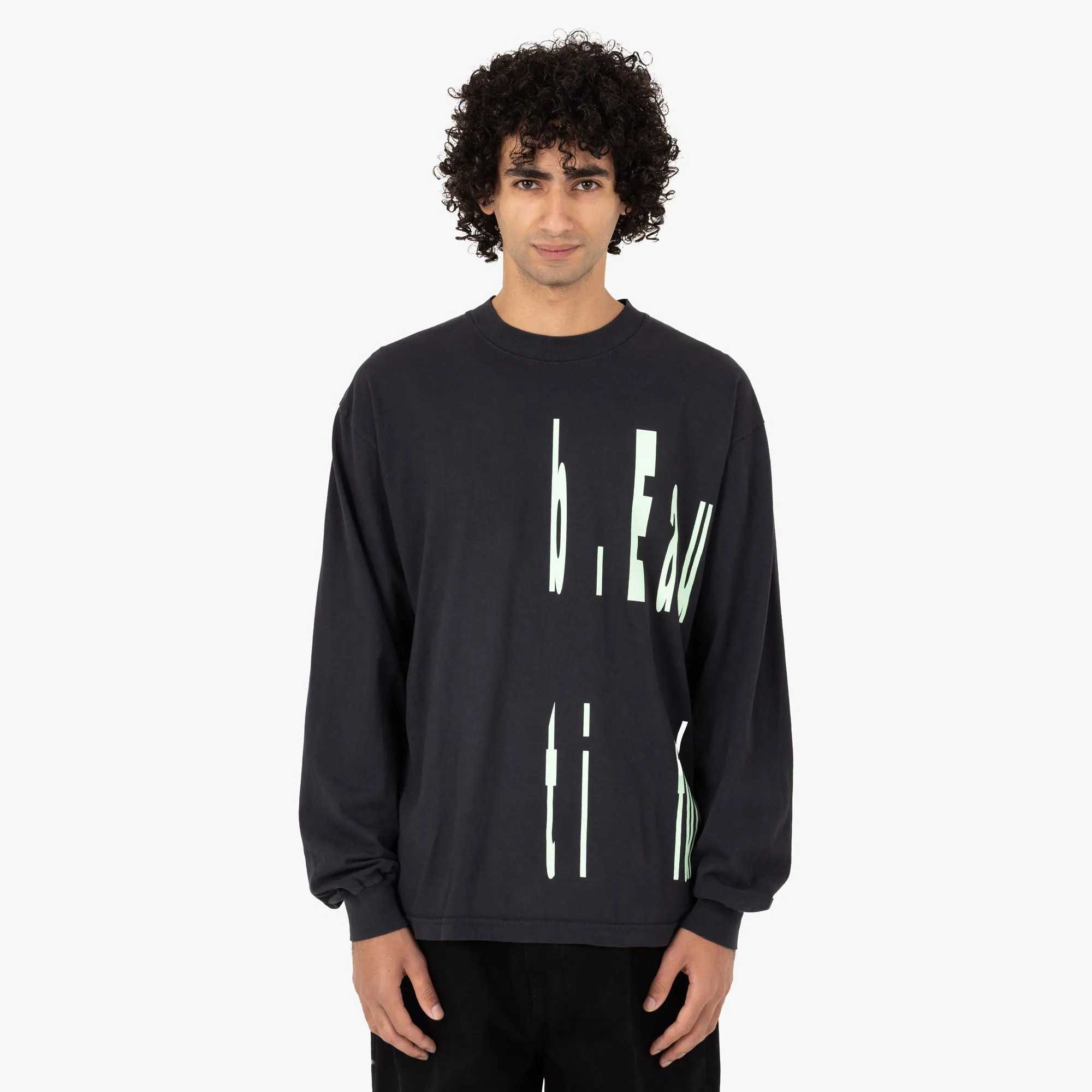 b.Eautiful Left Logo Long Sleeve Shirt / Black Floral Pattern