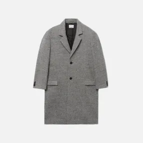Reinforced Hem Glitter Fit WOOL OVERCOAT - GREY