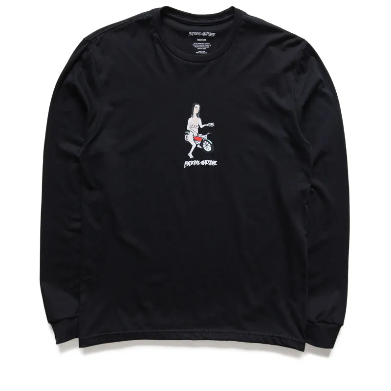 Fucking Awesome Bike Girl L/S Tee - Black Reinforced Button Placket mountain climate