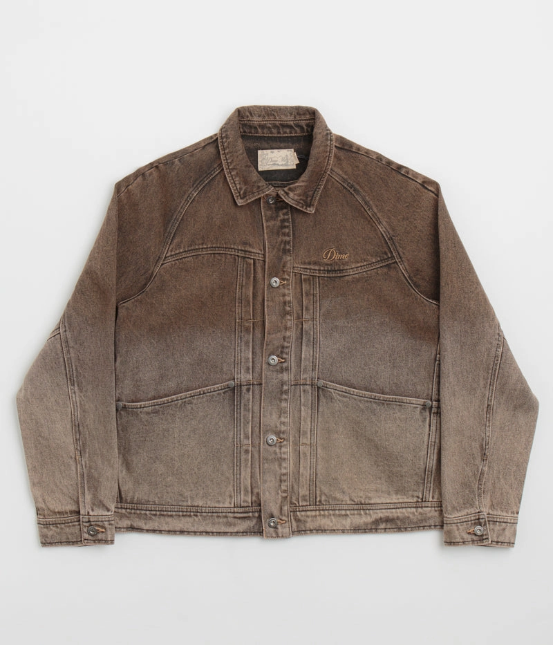 Comfort Fit Silhouette Lust Dime Denim Jacket - Dipped Sandblasted Brown