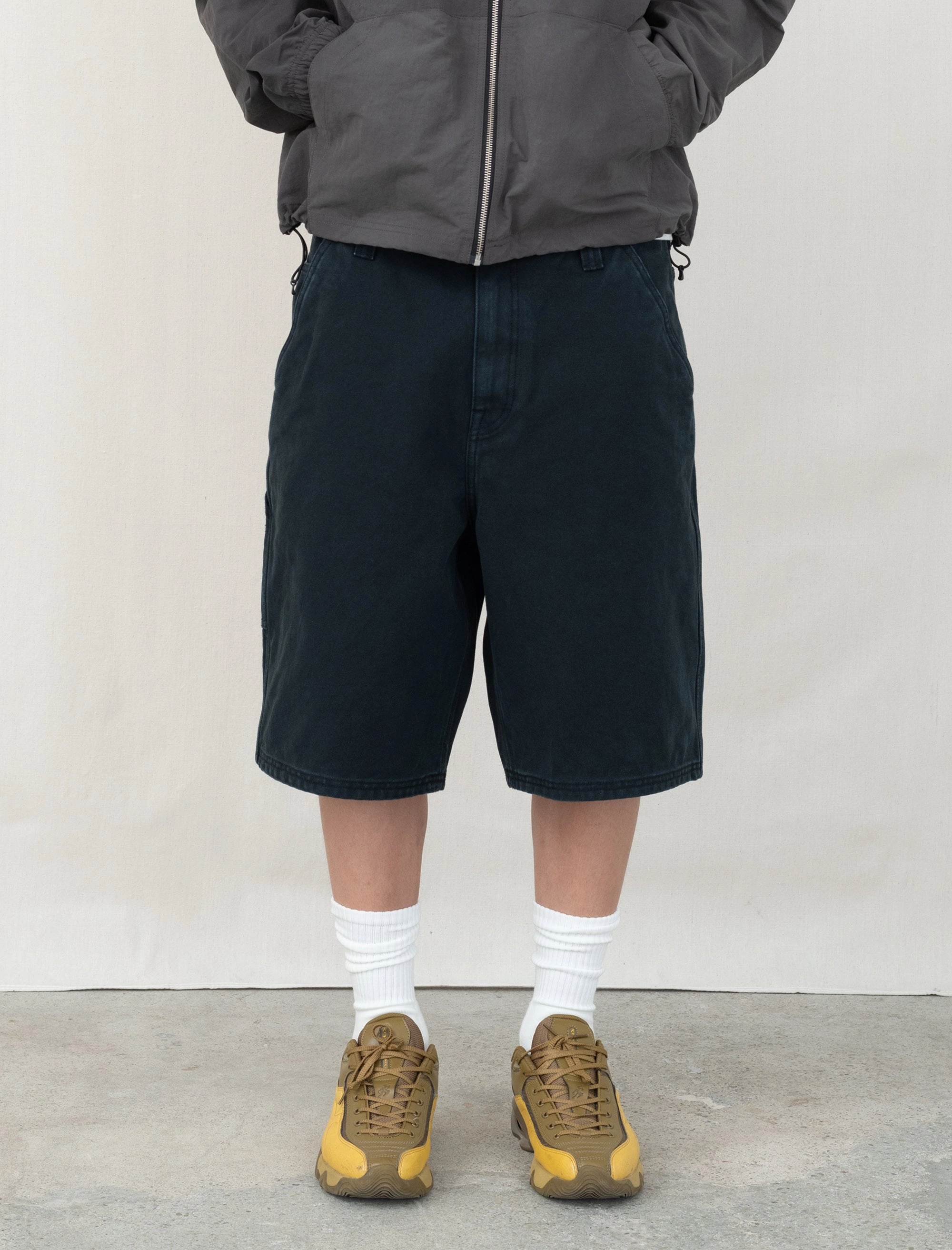 Easy Movement High Waist Work Short Washed Canvas (Black)