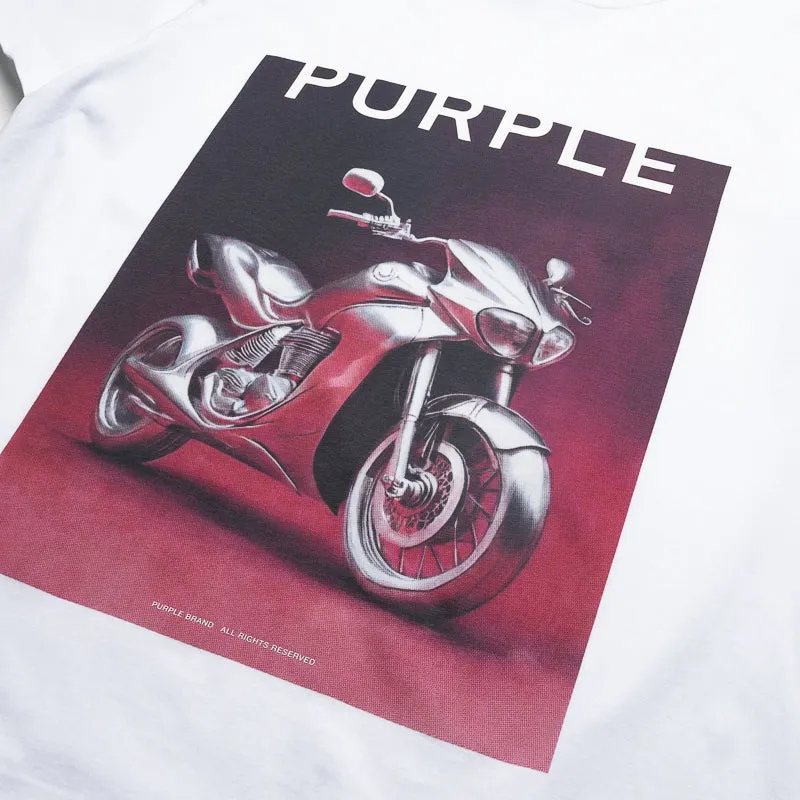Purple Brand All Chrome Tee - White vintage skiing venue