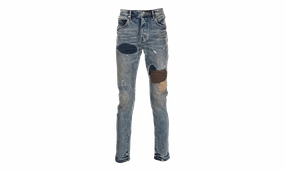 Worn Patchwork Jeans Chill Vibes Abrasion Resistance
