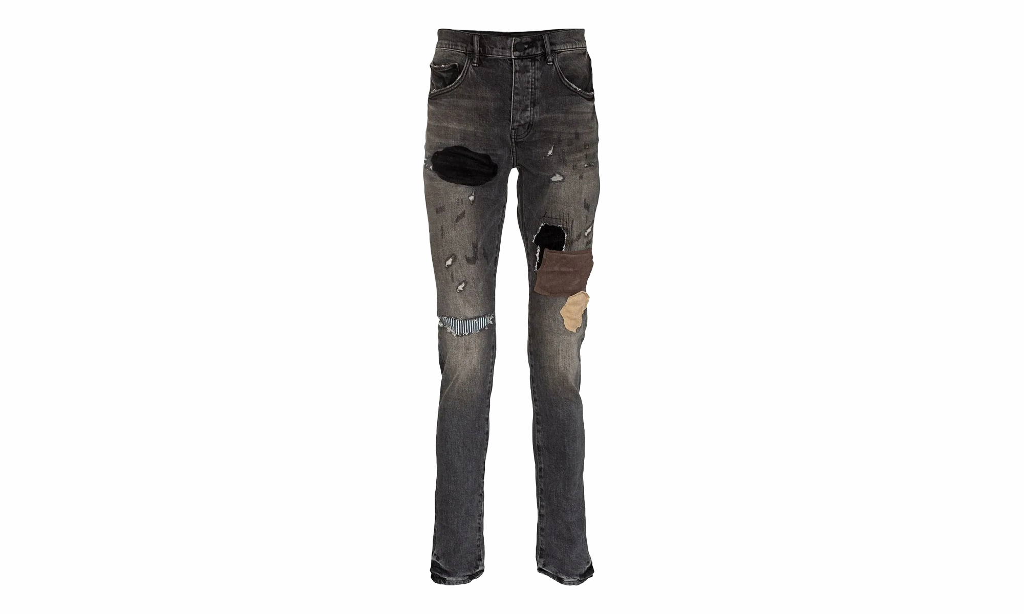 Worn Patchwork Jeans Travel Outfit Street Fashion Creative Look Everyday Gym Ready