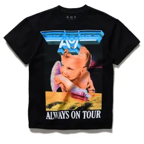 Always On Tour 1984 Tee - Black yacht event Bound Armhole Edges
