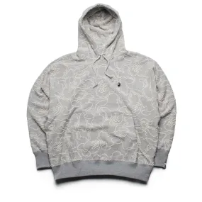 Tailored Fit A Bathing Ape Line Camo Jacquard Pullover Hoodie - Grey