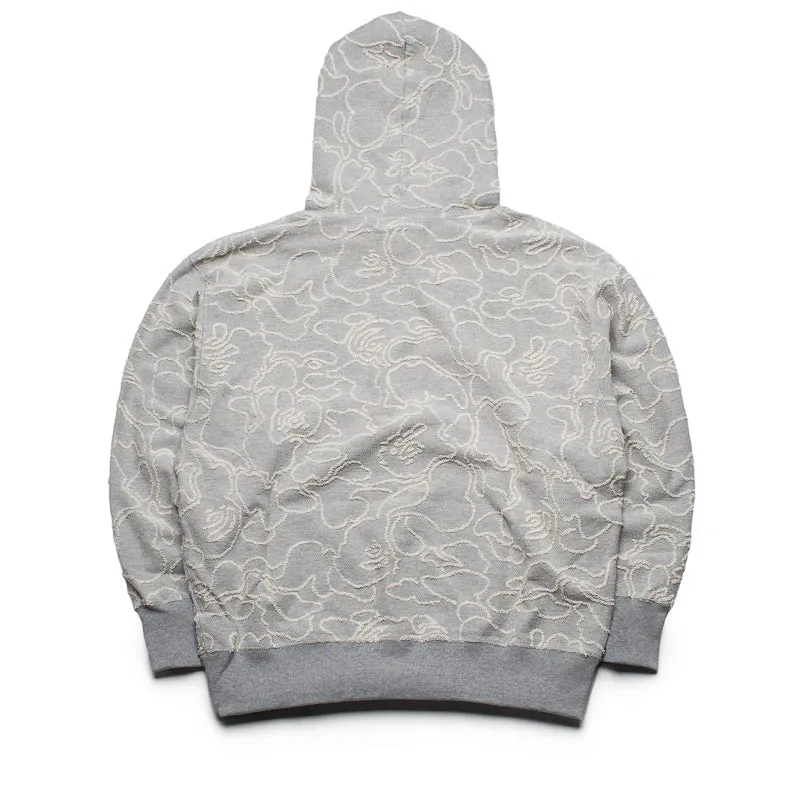 A Bathing Ape Line Camo Jacquard Pullover Hoodie - Grey Striped Design Relaxed Outfit