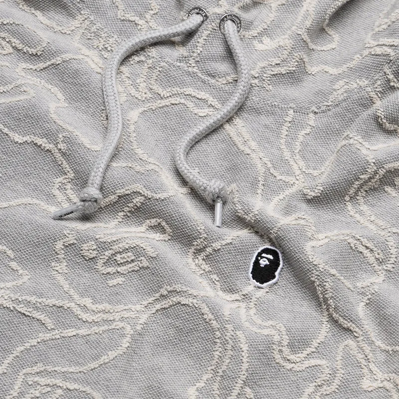 Sherpa Lining Tapir like A Bathing Ape Line Camo Jacquard Pullover Hoodie - Grey