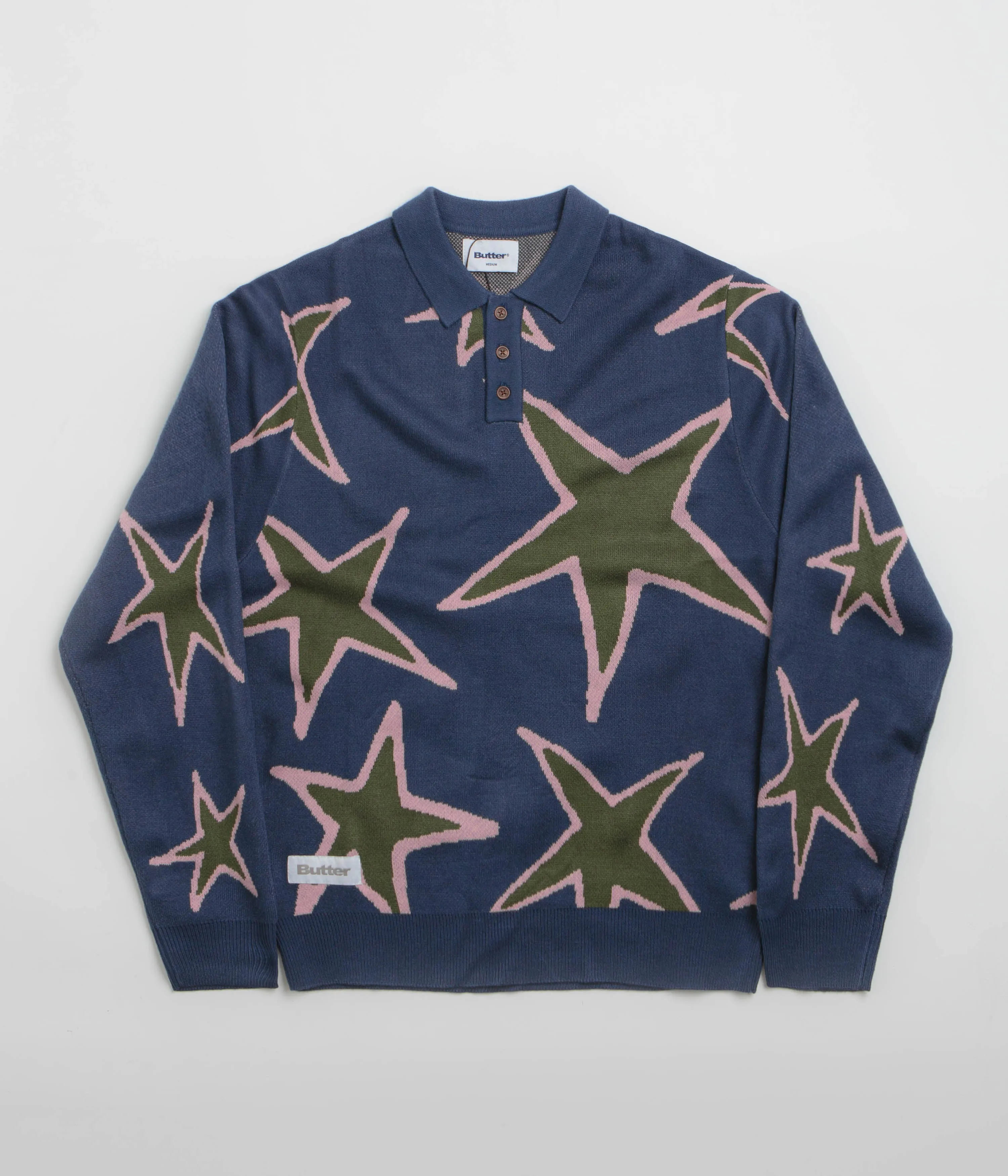 Festival Outfit product weekend wearability Butter Goods Star Polo Knit Sweatshirt - Prussian