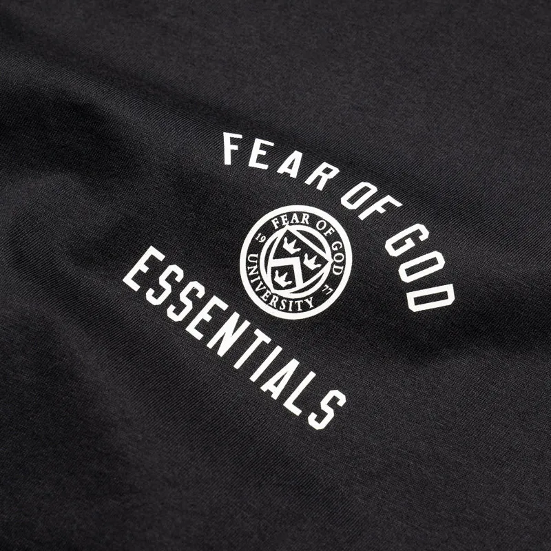 Fear of God Essentials Jersey Crewneck Tee - Black Floral Pattern full-length legs