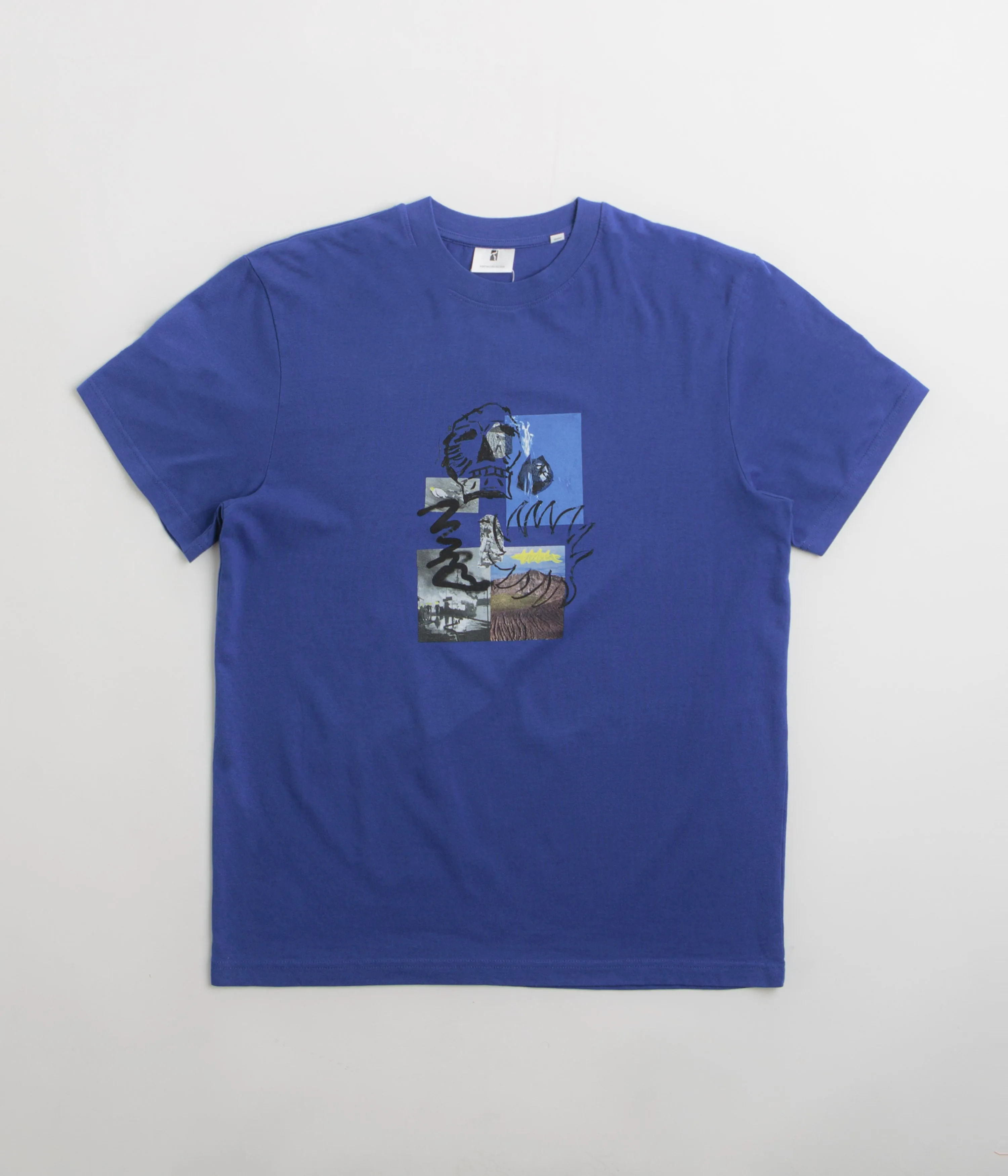 Brushed Cotton Blend Poetic Collective Skull T-Shirt - Blue