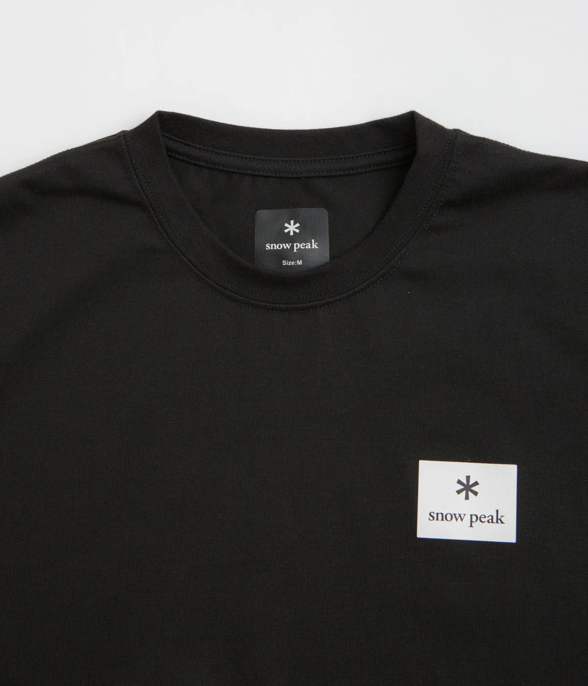 Snow Peak NSD Square Logo T-Shirt - Black Teens coastal climate