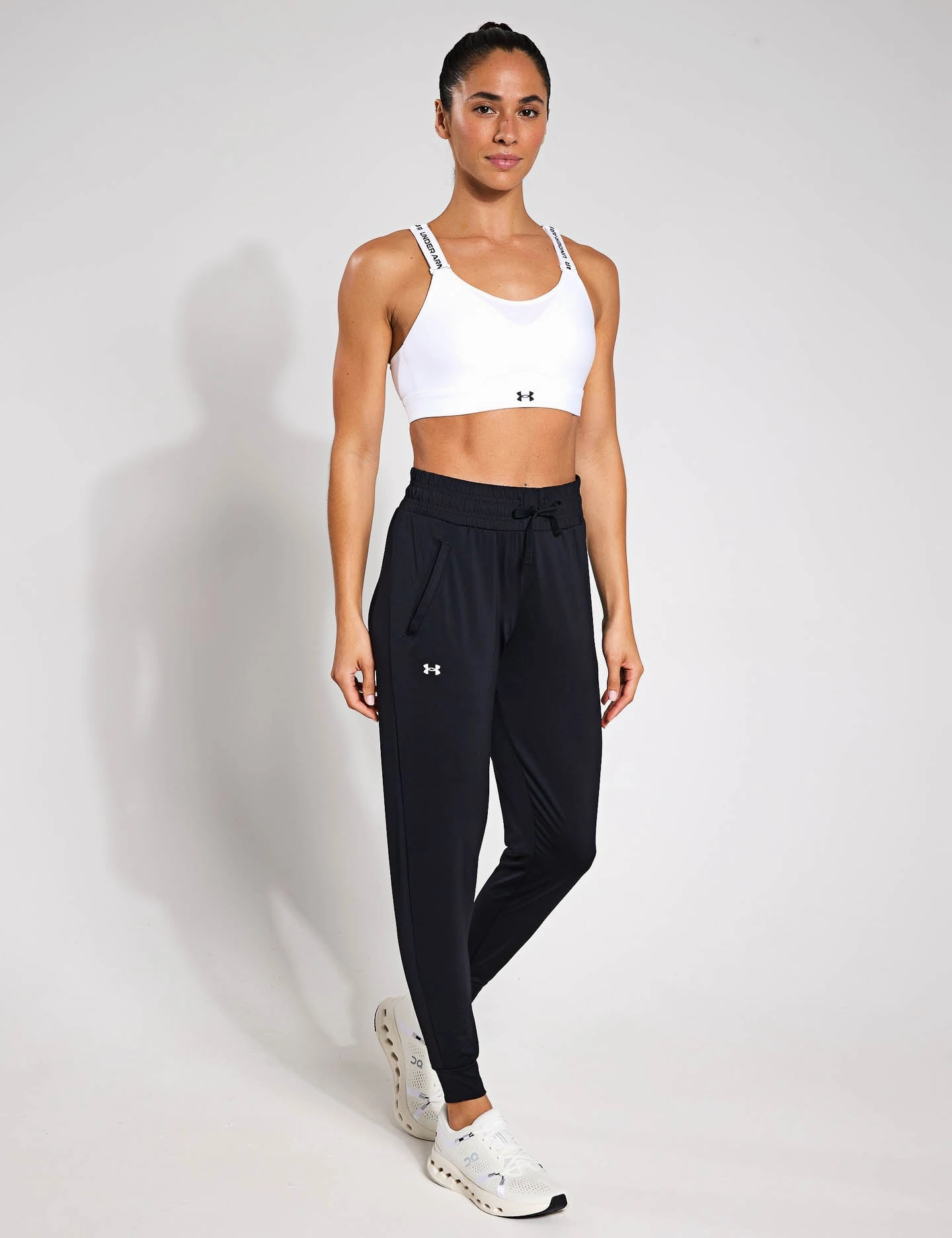 Non Slip Inner Lining UV protection coating UA Tech Pants - Black/White