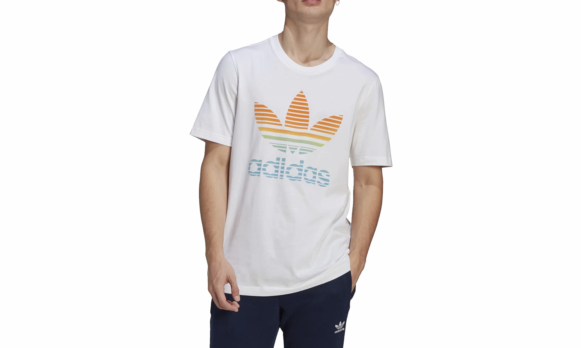 Korean Fresh Ombre Trefoil Tee Shirt "White"