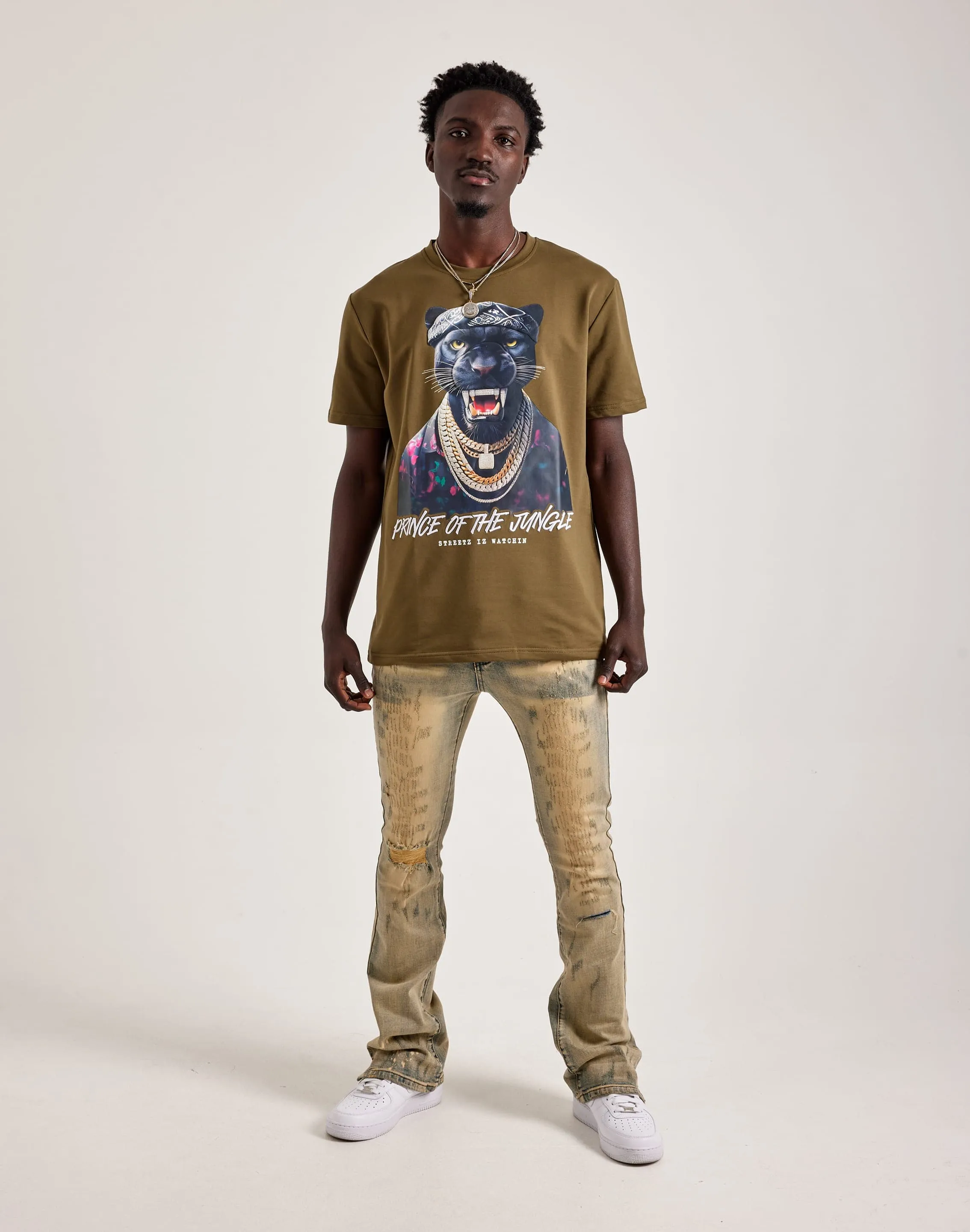 Handmade Glow FoldableDesign Streetz Iz Watchin Prince Of The Jungle Tee