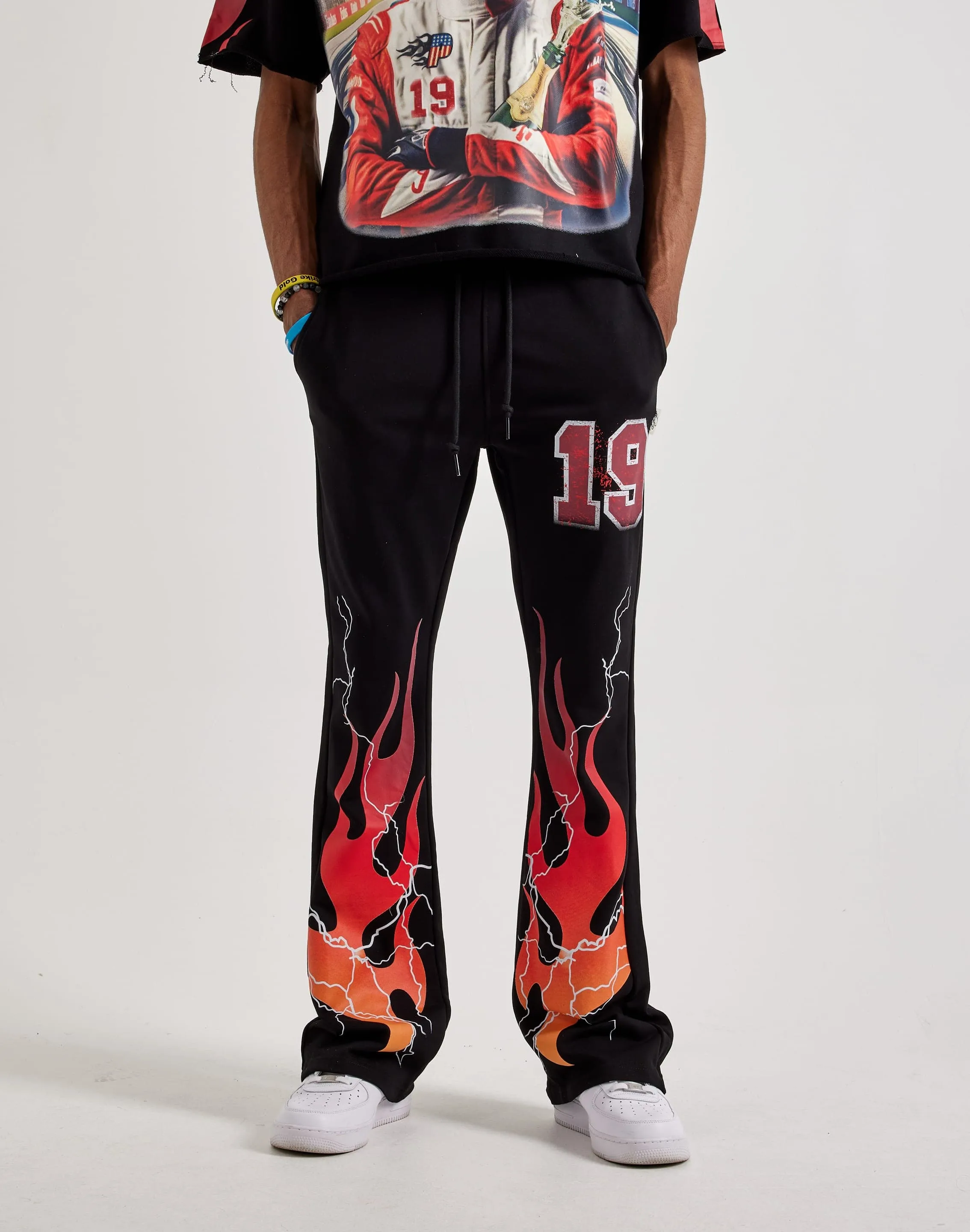 DoubleLayeredEdging Utility Mode BKYS  Waves Flame Pants
