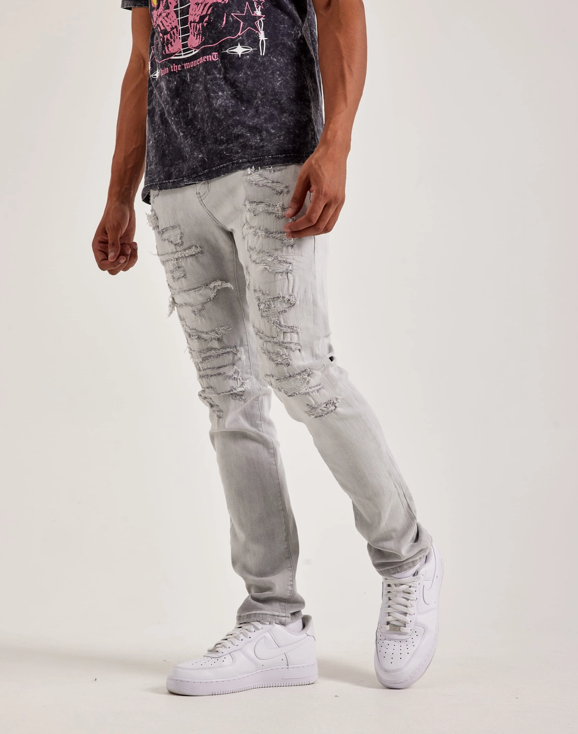 GentleWaistband WAIMEA Skinny Rip & Repair Denim Jeans