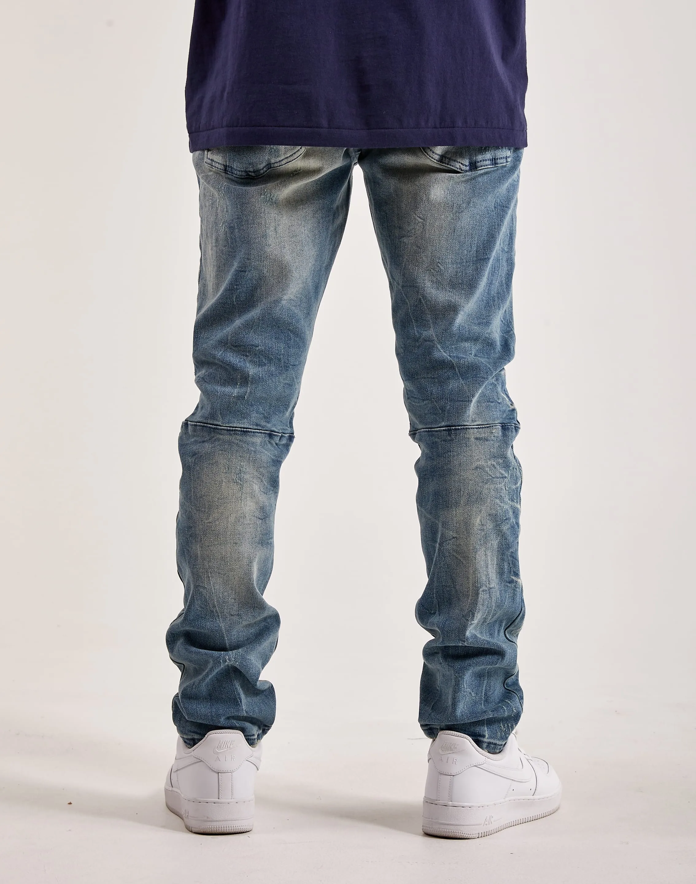 Soul Ease Smoke Rise Wave Effect Basic Slim Denim