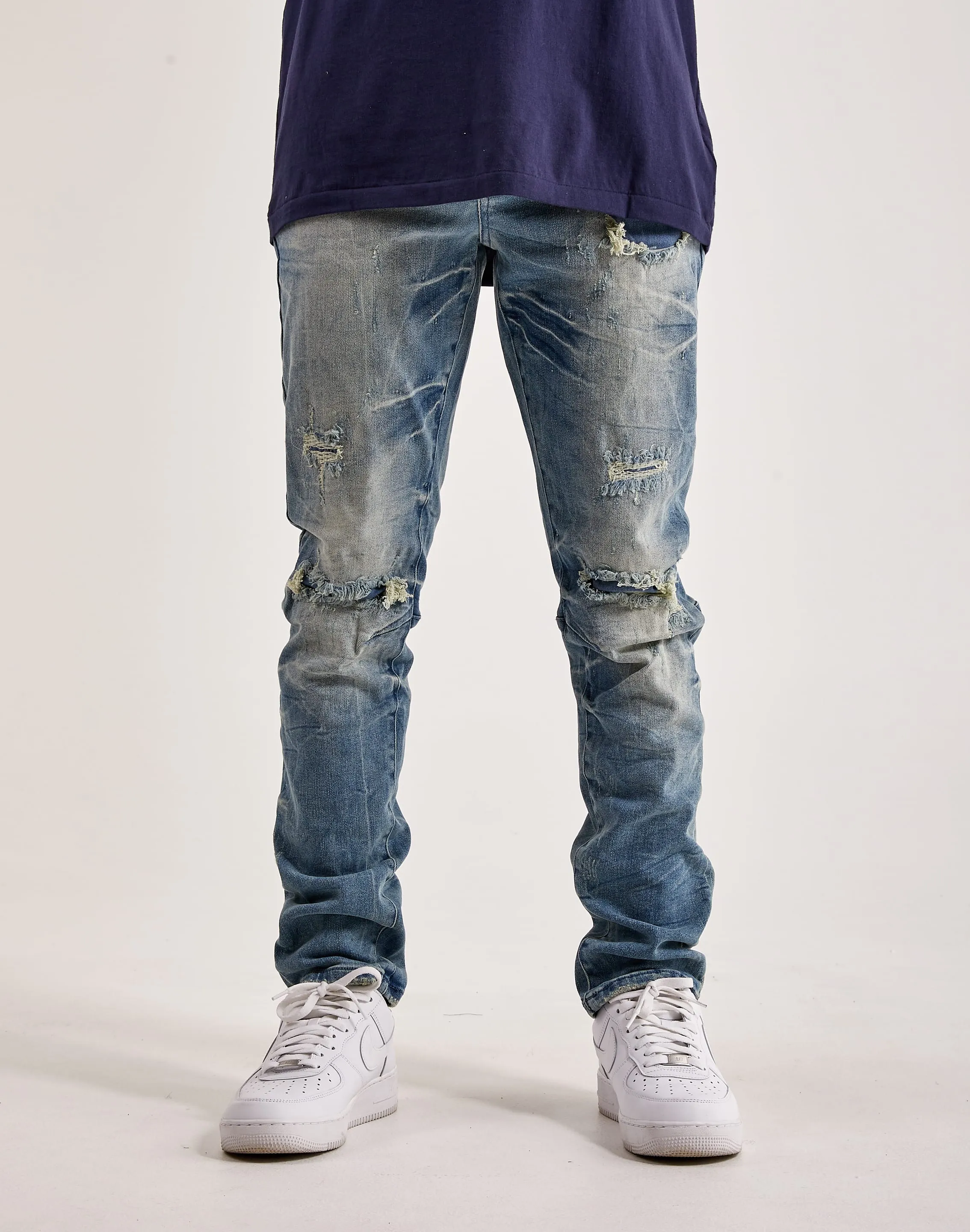 Smoke Rise Wave Effect Basic Slim Denim Run Ready