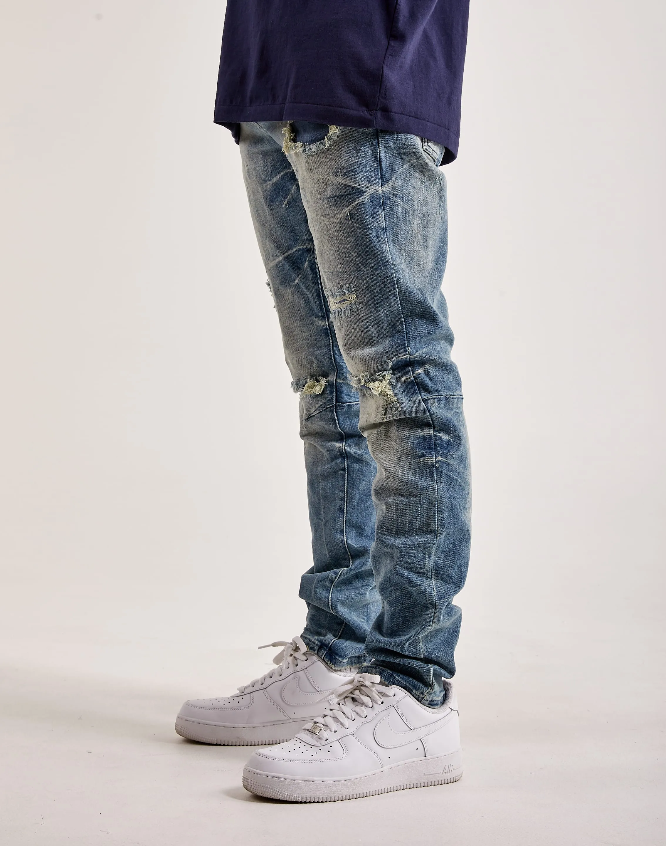 AntiSnag Threading TaglessDesign Smoke Rise Wave Effect Basic Slim Denim