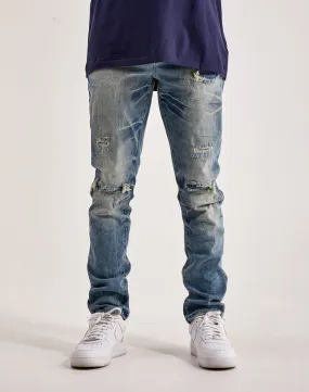 Smoke Rise Wave Effect Basic Slim Denim AntiPillingFabric