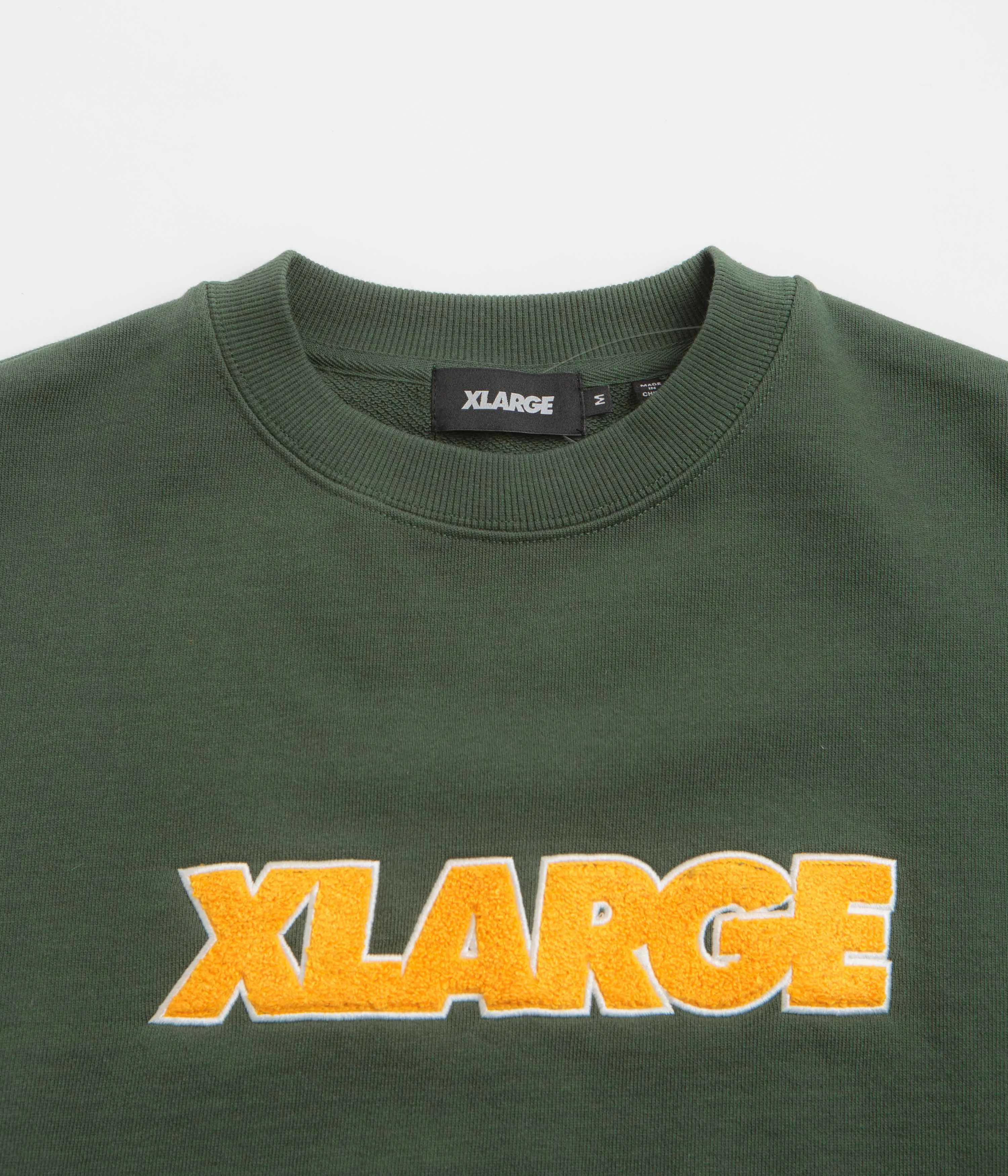 Athleisure Wear Warm Hues XLarge Chenille Standard Logo Crewneck Sweatshirt - Green