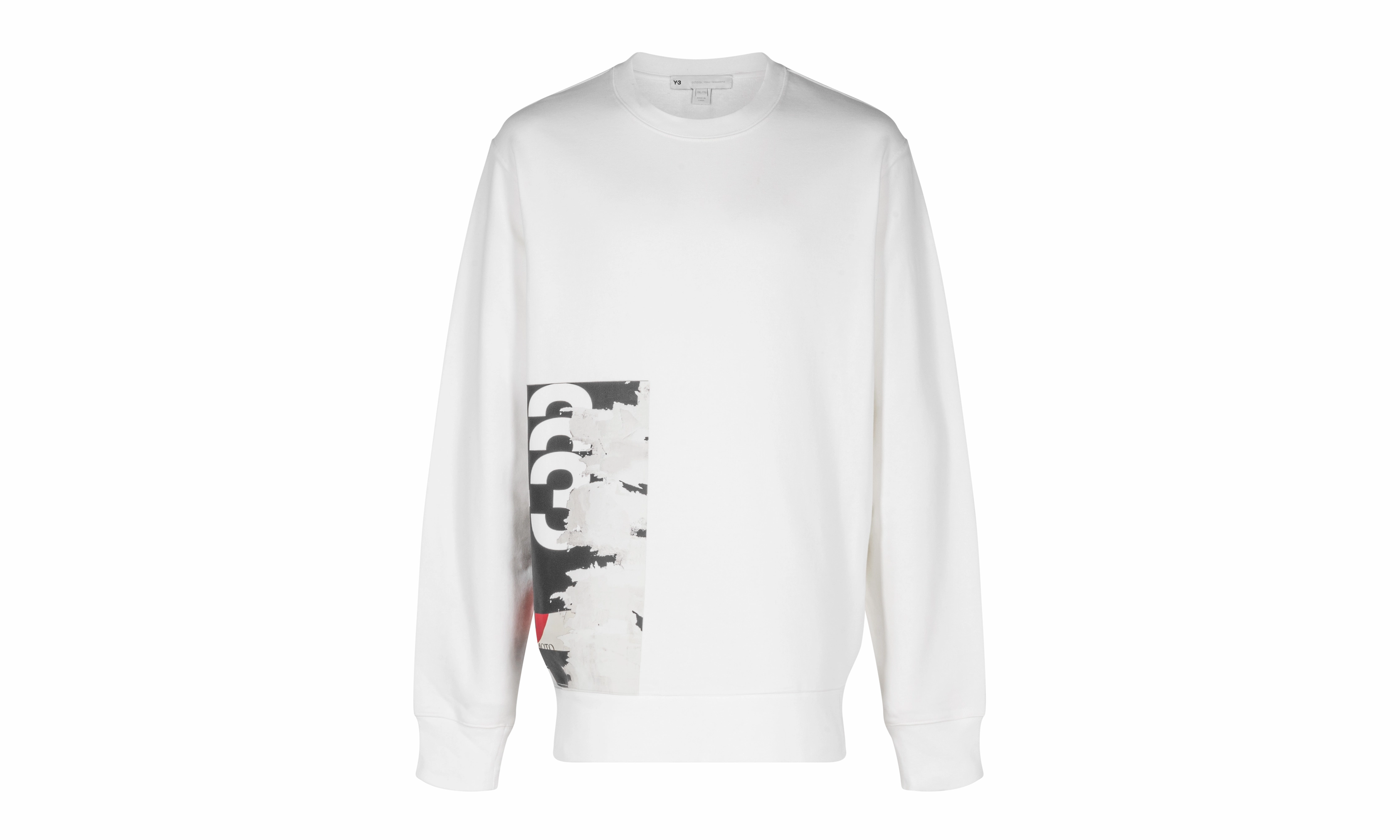 Y-3 Printed Long Sleeve Pullover Hoodie "White/Black"