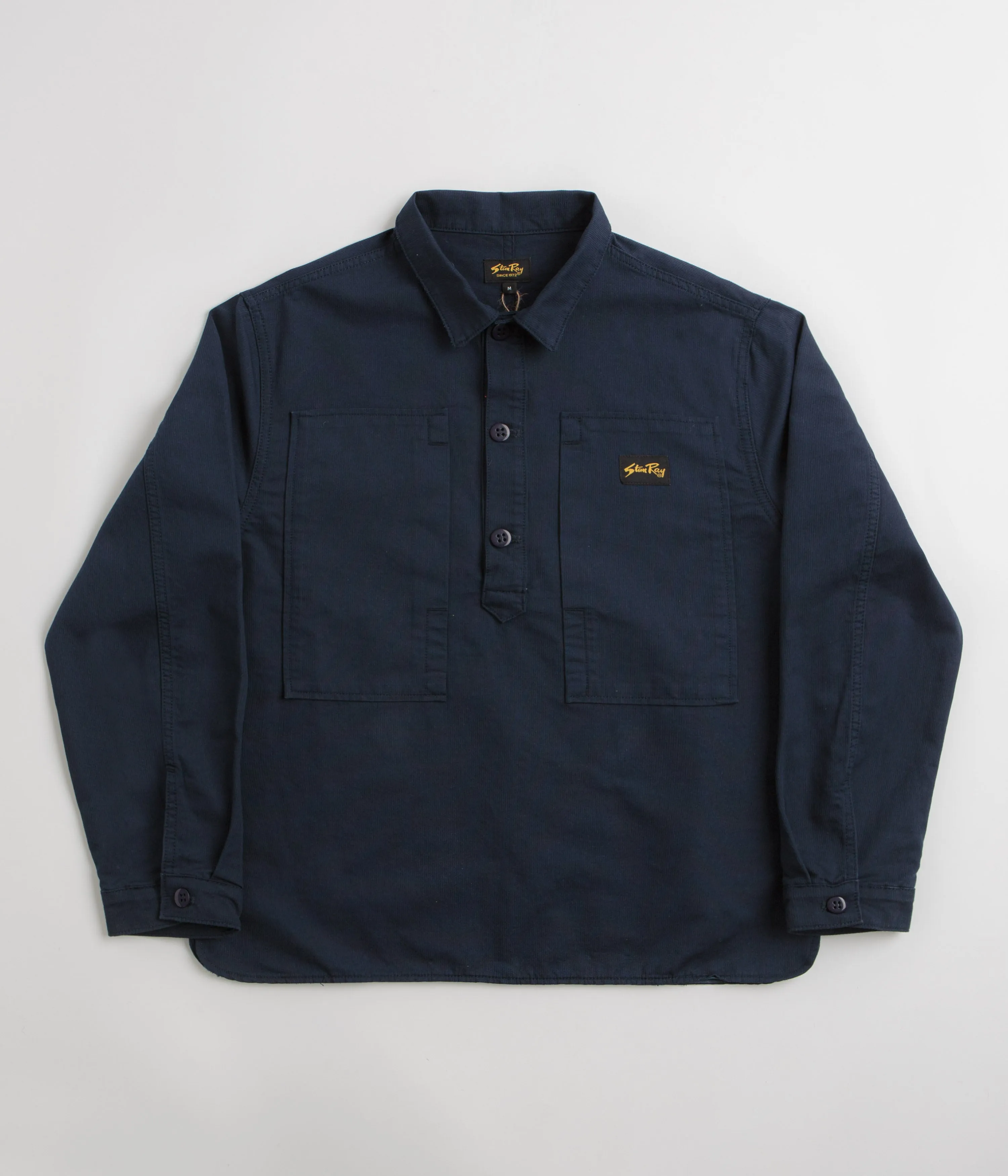 Flexible Placket Structure Stan Ray Painters Pop Over Shirt - Navy Bedford