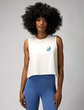 Yin Yang Callie Crop Tank - Birch Quick Access Pockets