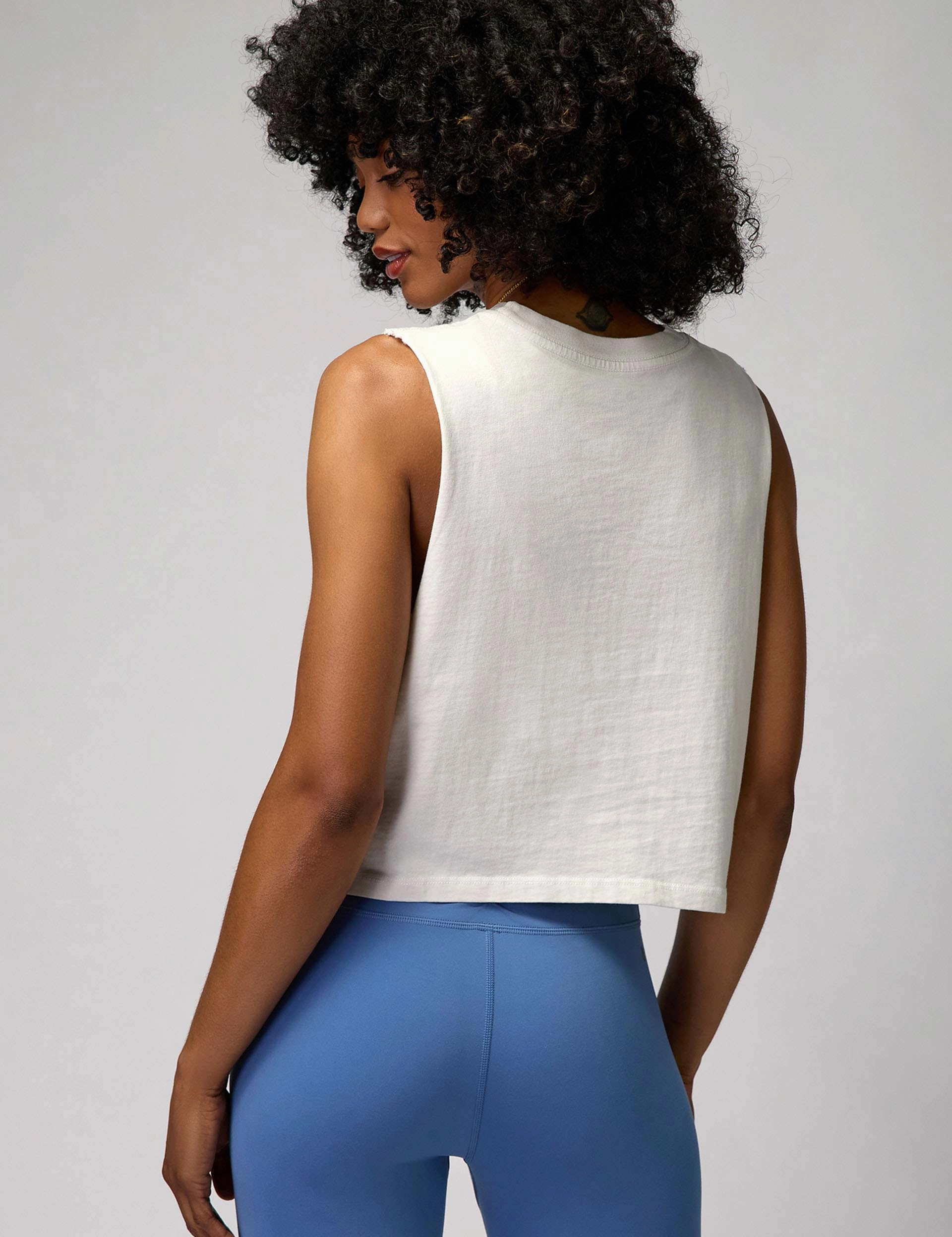 Layered Neckline Design Yin Yang Callie Crop Tank - Birch