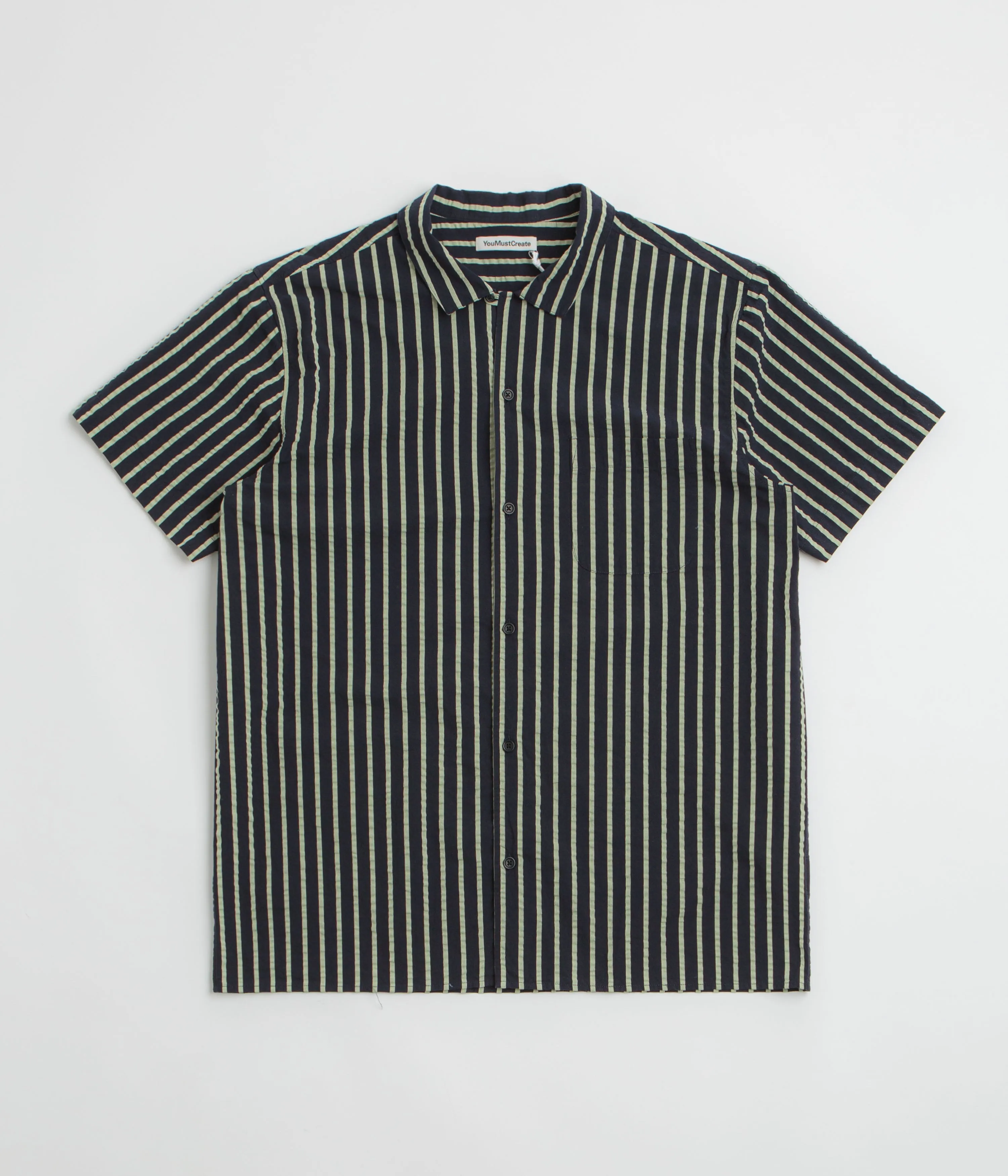 Abrasion Resistant Edges Low Maintenance YMC Malick Short Sleeve Shirt - Navy / Yellow