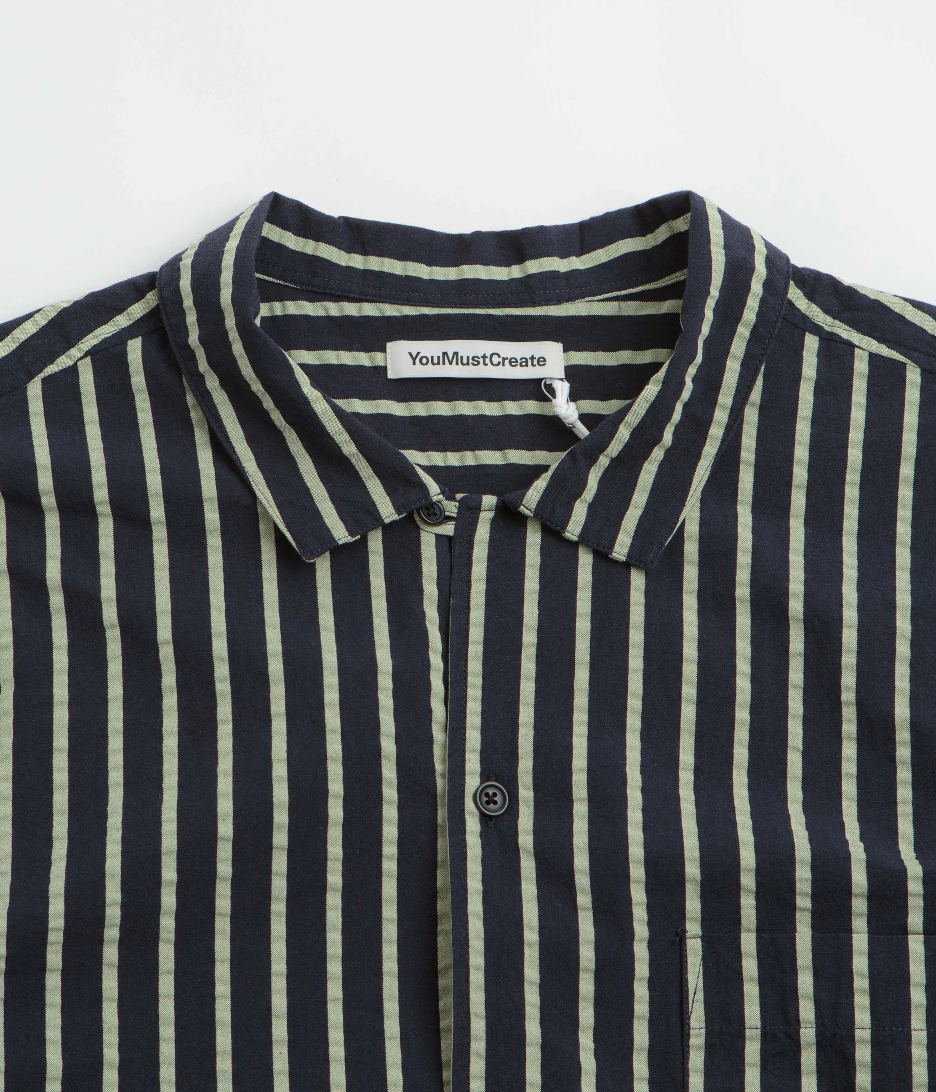 YMC Malick Short Sleeve Shirt - Navy / Yellow Anti Pill Technology Summer Must-have