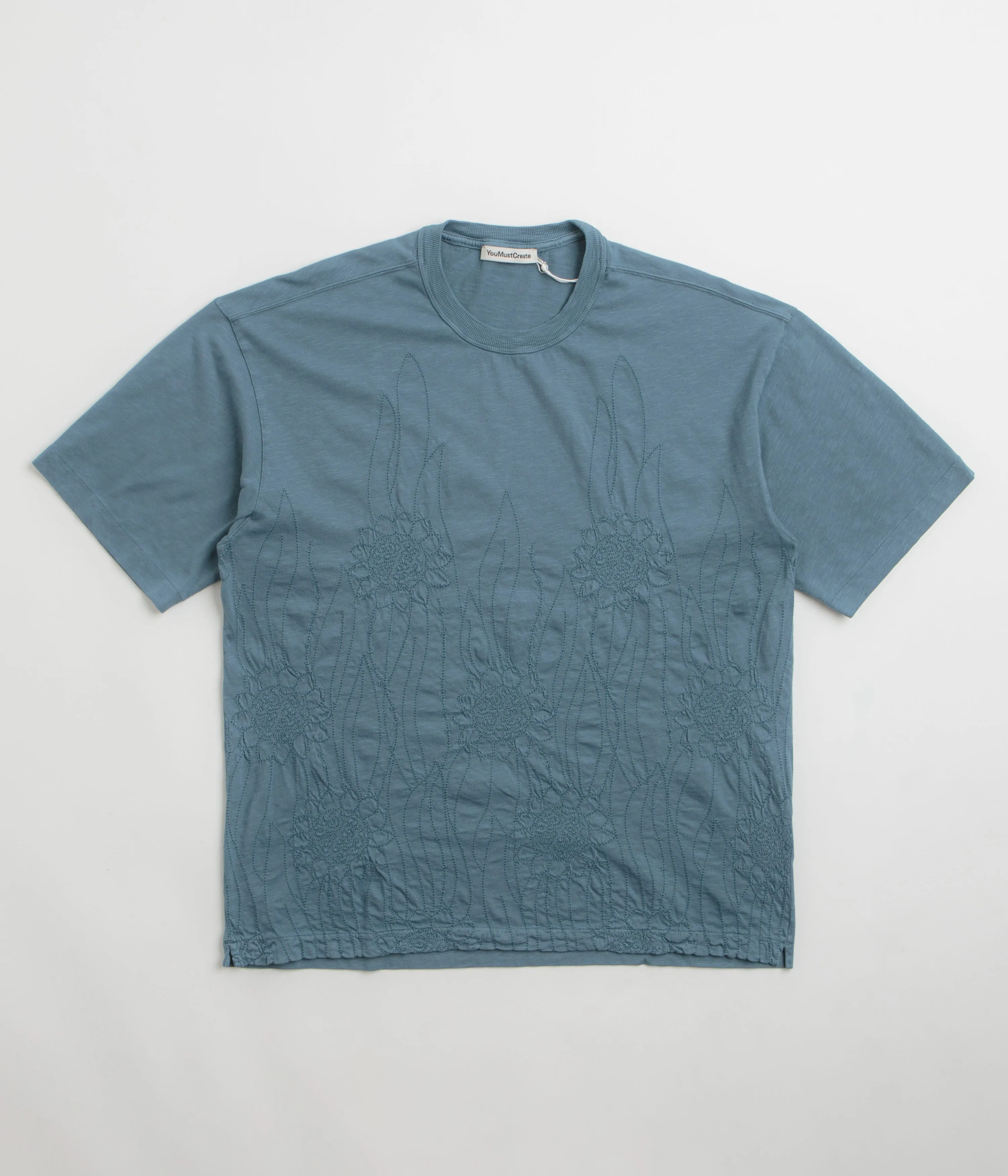 YMC Sunflower Triple T-Shirt - Blue Steel eyelet Formal Event