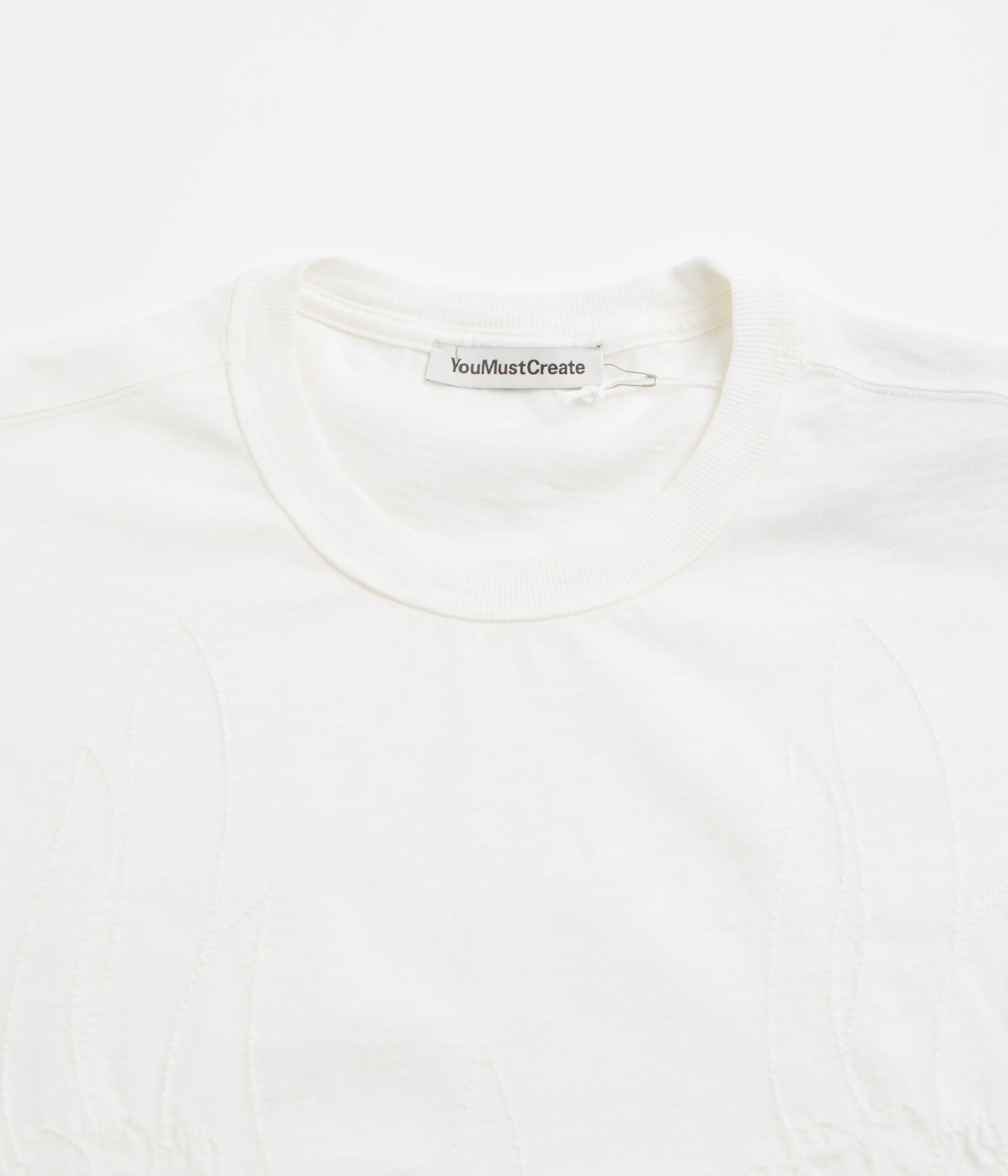 Stretchy Waist Hollow Fiber Insulation YMC Sunflower Triple T-Shirt - White