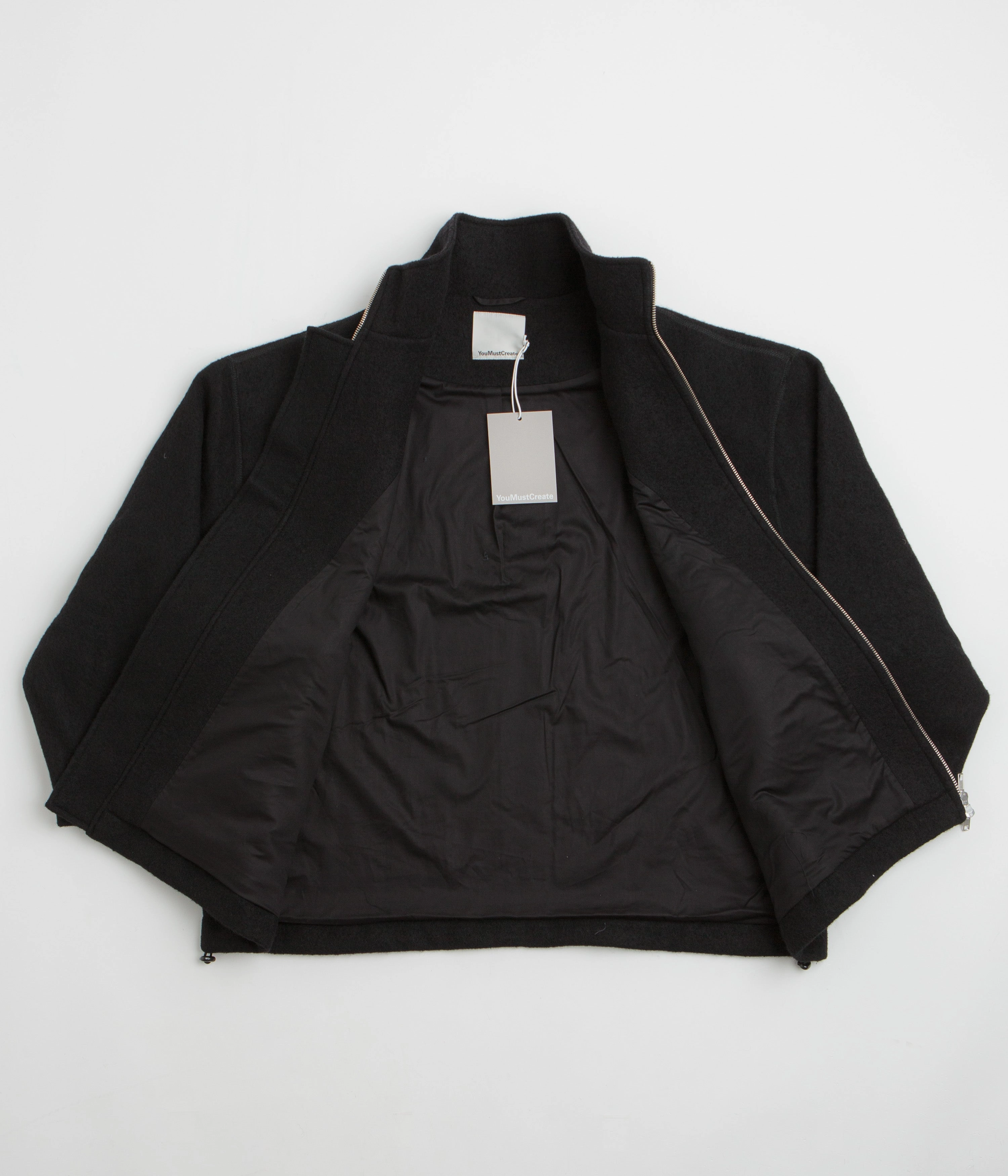 YMC Aaron Zip Fleece Jacket - Black Articulated Sleeve Cut