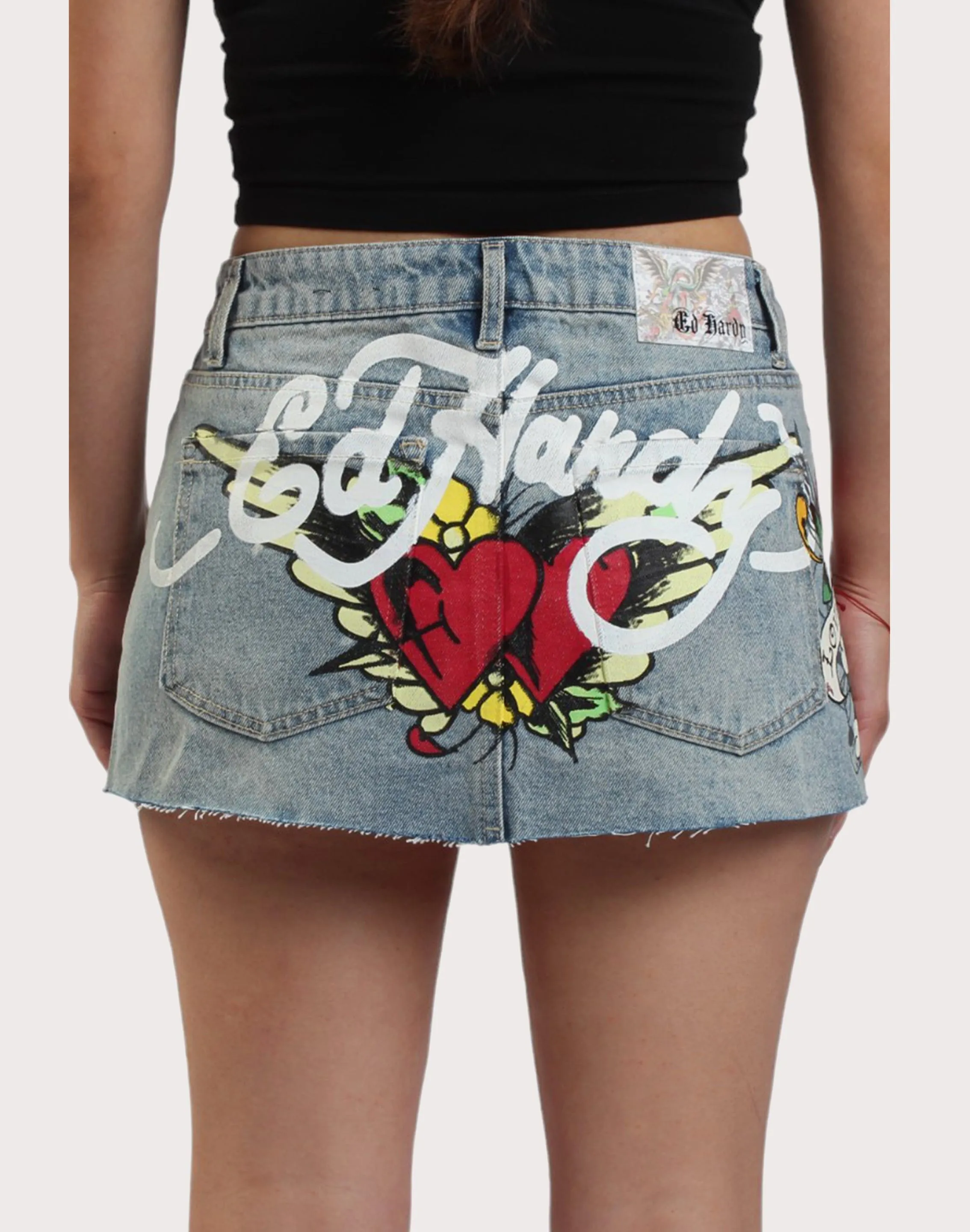 MoistureWicking Ed Hardy Tiger Denim Mini Skirt