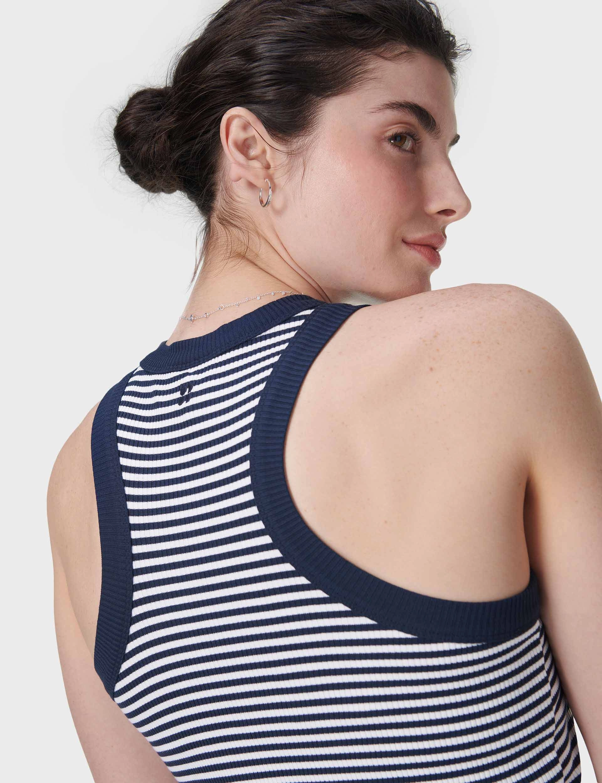 Harper Racer Vest - Navy White Stripe Tagless Design Artistic - appealing