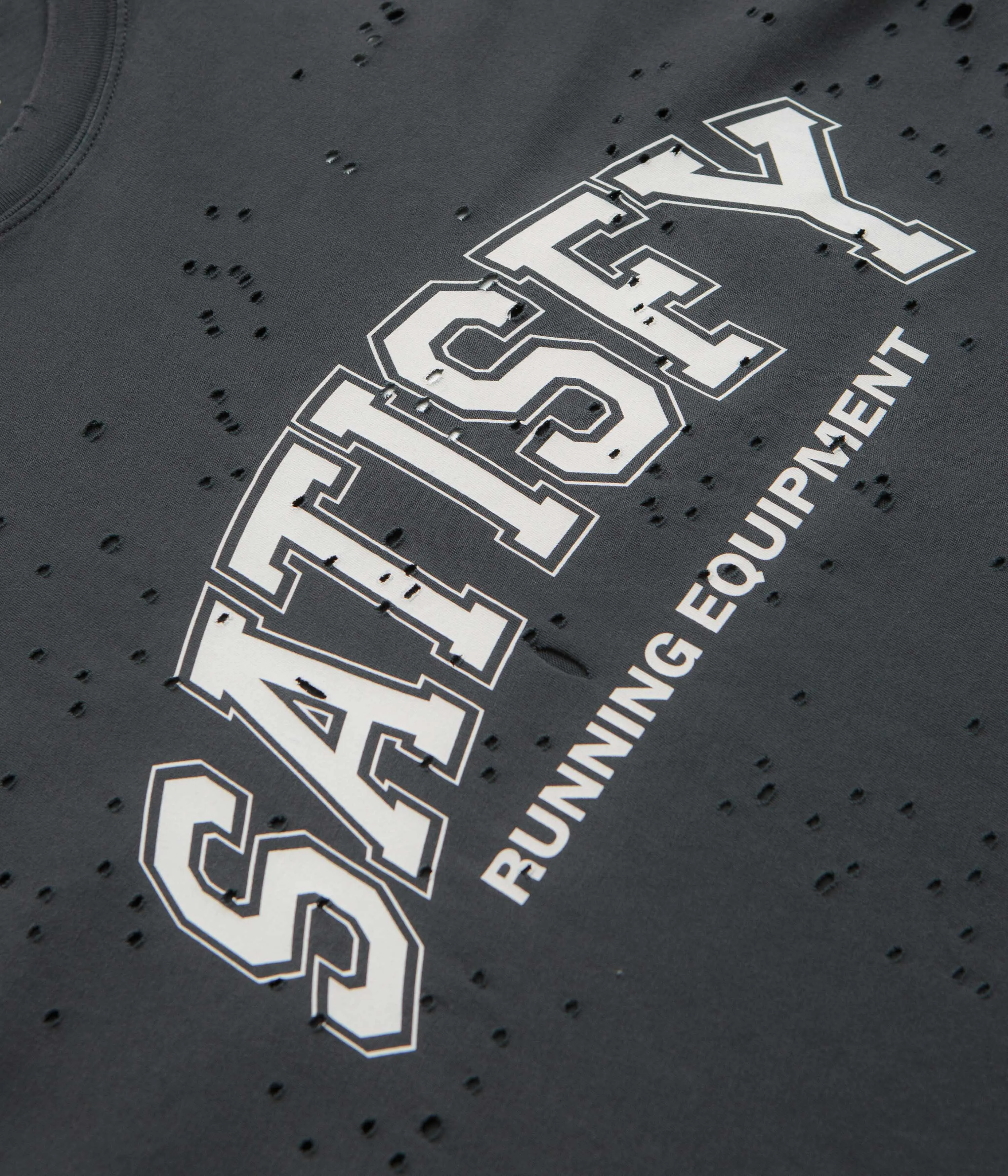 Comfortable Seamless Shoulder Transition Satisfy MothTech Varsity Logo T-Shirt - Aged Black