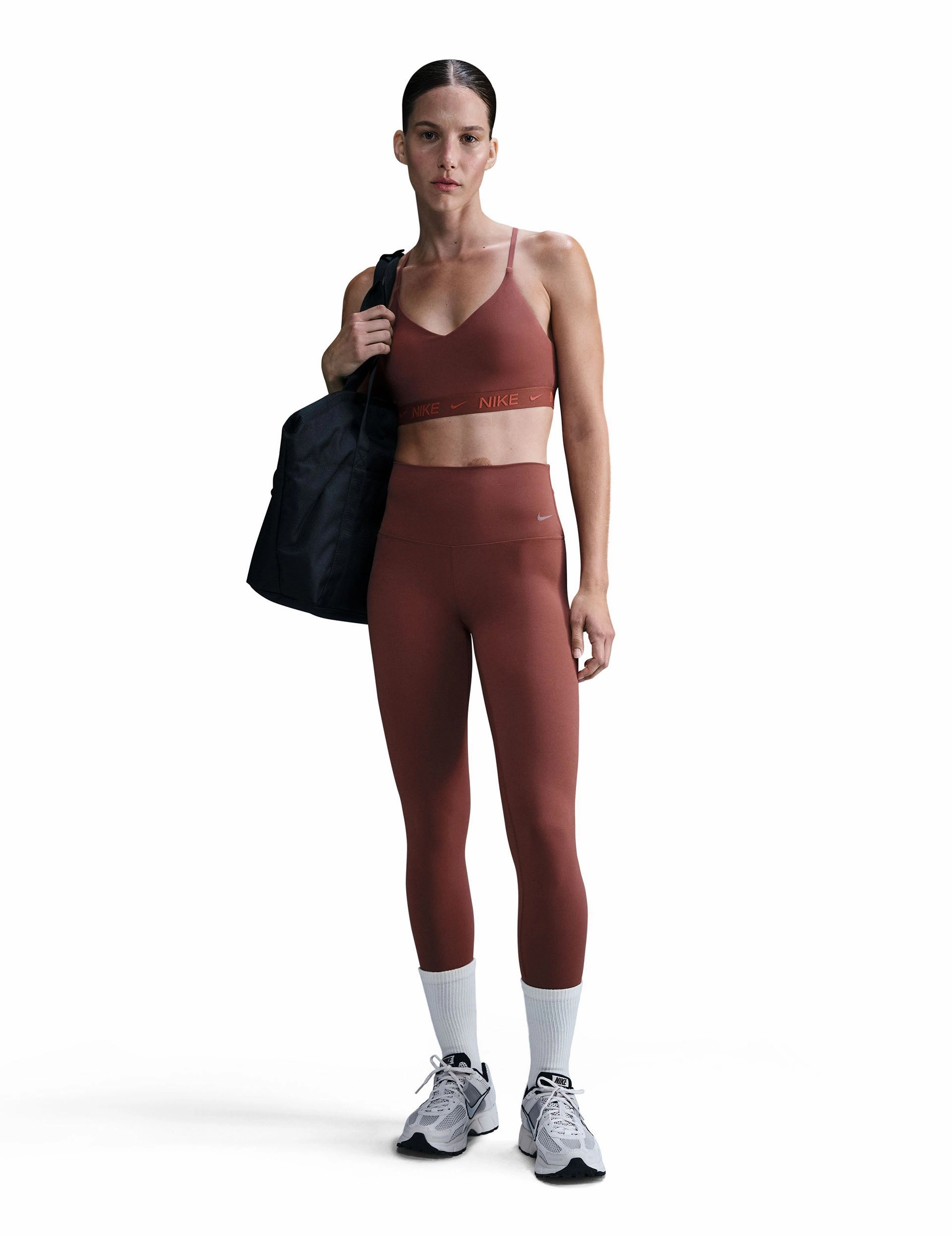 Zenvy High Waisted 7/8 Leggings - Red Sepia/Black Postpartum Fit Slim Fit