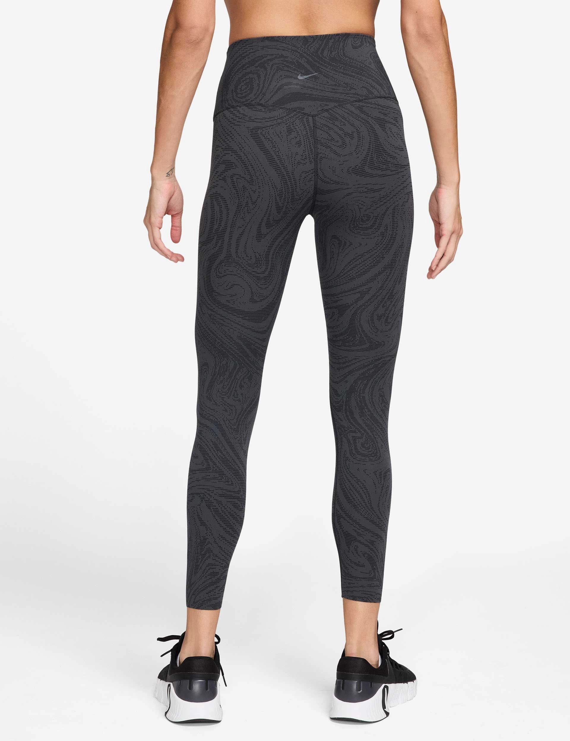 Zenvy High Waisted 7/8 Printed Leggings - Black/Dark Smoke Grey Stay Cool